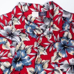 Maui Trading Company Hawaiian Shirt Floral‎ Print Button Up Hulu Girl Red XL